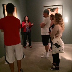 Fordham Summer 2015 Art Worlds class listens to museum educator Nicole Leist at the Rubin Museum of Art in Chelsea.